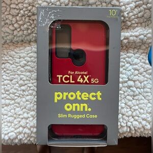 New On Running Slim Rugged Case for Alcatel TCL 4X 5G - Red